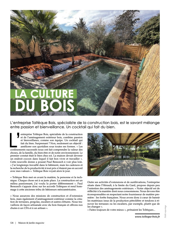 TOLTEQUE BOIS dans Maison & Jardin Magazine